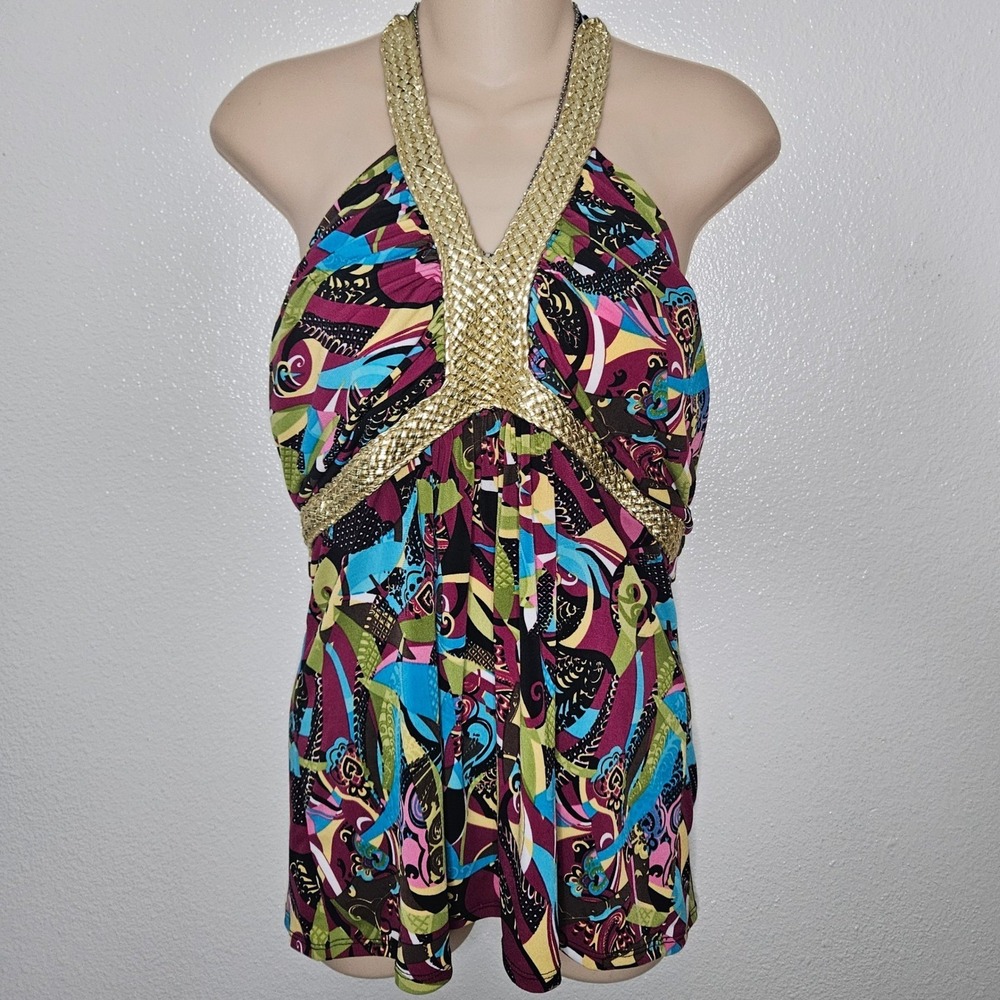 Bisou Bisou‎ Geometric Print Halter Top